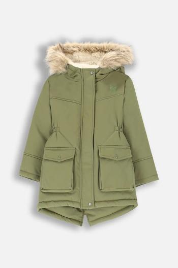 Dětská bunda Coccodrillo zelená barva, OUTERWEAR GIRL KIDS