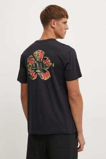 Tričko Quiksilver Hibiscus Pop černá barva, s potiskem, EQYZT07918