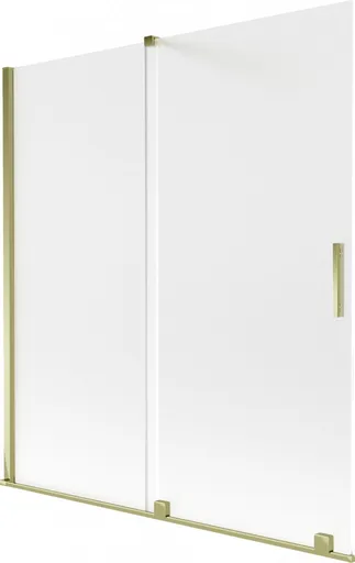 MEXEN/S Velar dvoukřídlá posuvná vanová zástěna 150 x 150, dekor, zlatá 896-150-000-31-50