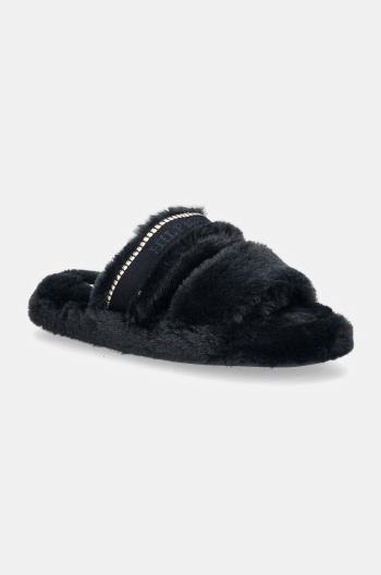 Pantofle Tommy Hilfiger HILFIGER FUR BASICS SLIPPER tmavomodrá barva, FW0FW08343