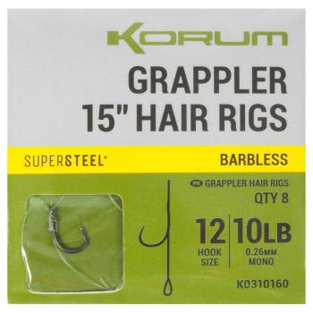 Korum návazec grappler 15” hair rigs barbless 38 cm - velikost háčku 12 průměr 0,26 mm nosnost 10 lb