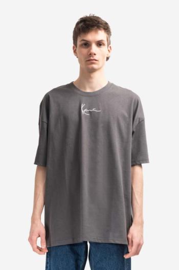 Bavlněné tričko Karl Kani Small Signature Heavy Jersey šedá barva, s aplikací, 6037281-GREY