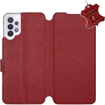 Kožené flip pouzdro Samsung Galaxy A32 5G - Tmavě červené -  Dark Red Leather (5903516615285)