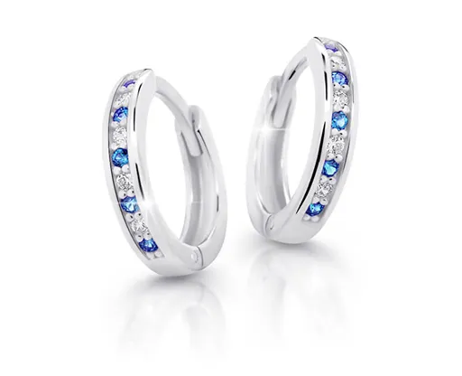 Cutie Jewellery Půvabné kruhové náušnice z bílého zlata C3342-80-X-2 modrá