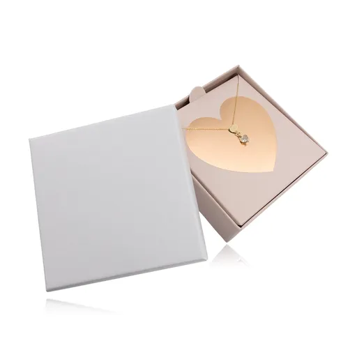 Dárková krabička na šperky - růžová s lesklým srdcem