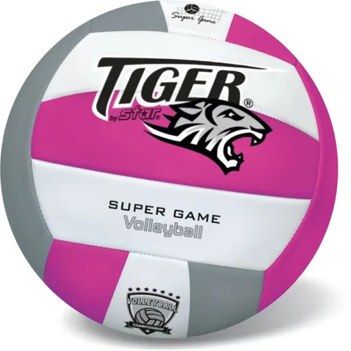 Míč kožený volejbalový Fluo Tiger fialový 300g velikost č. 5