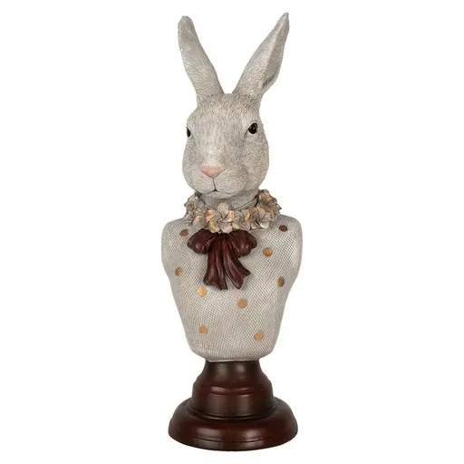 Dekorace busta králičí žena v šedém obleku Rabbi bust - 13*12*39 cm Clayre & Eef