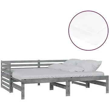 Shumee Výsuvná válenda 2×(90×200) cm šedá masivní borovice, 3083671 (3083671)