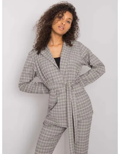 Dámská bunda kostkovaná SASKIA šedobéžová