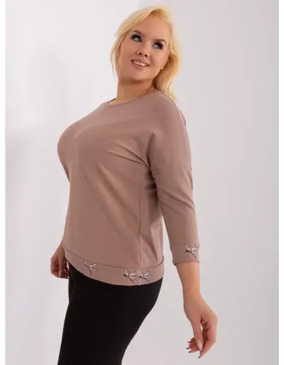 Dámská halenka z bavlny plus size IKDA tmavě béžová