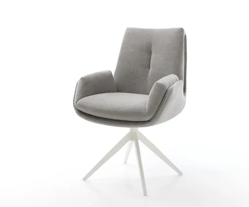 Jídelní židle Clea-Flex látka Měkký šedá křížová podnož široká