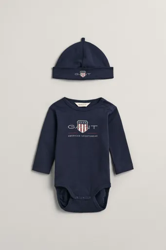 DĚTSKÝ SET GANT ARCHIVE SHIELD BODY AND BEANIE EVENING BLUE