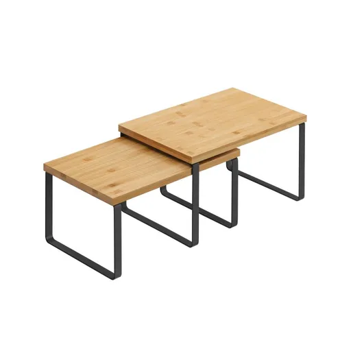 Stohovatelné bambusové police na kuchyňskou linku, sada 2 ks