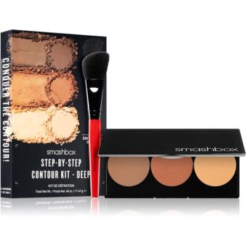 Smashbox Step By Step Contour Kit Patela pentru conturul fetei cu pensula culoare Medium/Dark 11.47 g