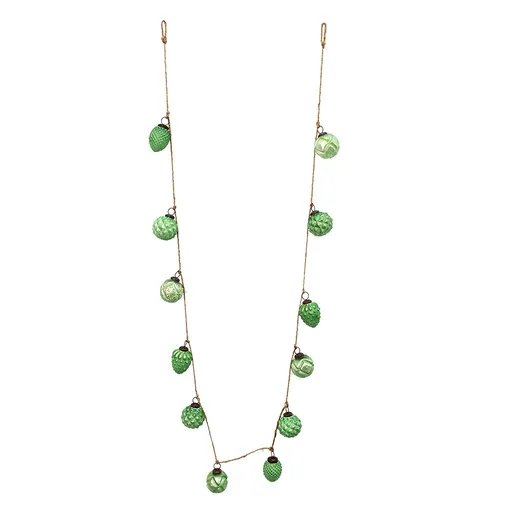 Girlanda ze zelených skleněných ozdob na jutovém provázku - 190*5*8 cm Clayre & Eef