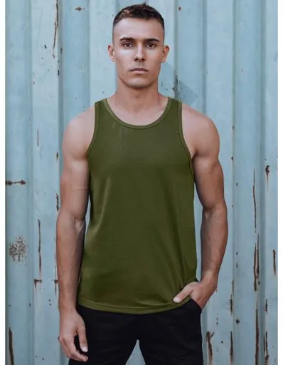 Pánské tričko bez rukávů bez potisku zelené