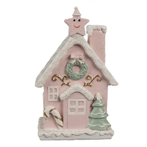 Růžová svítící perníková chaloupka Gingerbread House - 10*8*15 cm 6PR4199