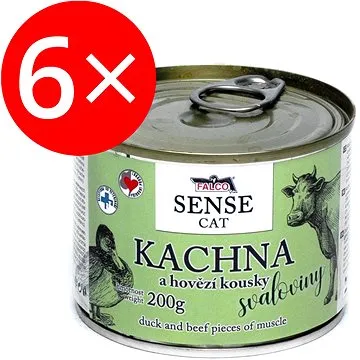 Falco Sense Cat kachna a hovězí 6 × 200 g (8594725086002)