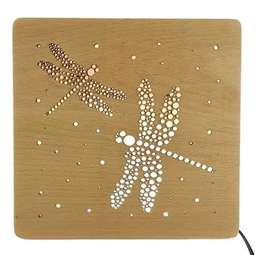 AMADEA Dřevěná lampička s motivem vážky, velikost 20 cm, s LED osvětlením s trafem na 12V (38624-00)