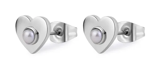 S'Agapõ Ocelové náušnice Srdíčka s perlami Message SSG35