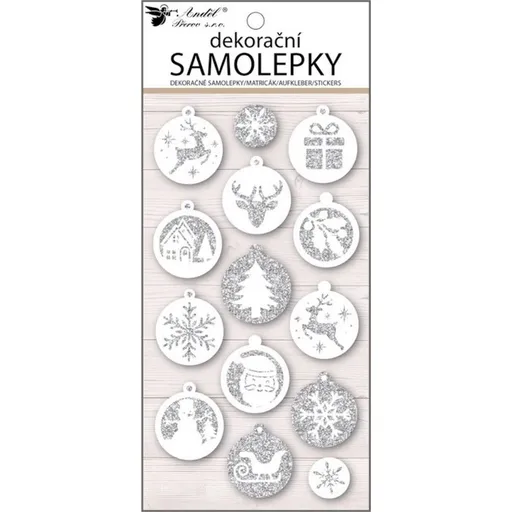 Samolepky plastické baňky s glitry 10 x 21 cm