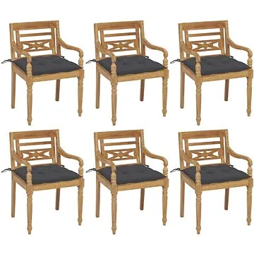 SHUMEE Židle zahradní BATAVIA s poduškami, teak 3073337 - 6ks v balení (3073337)