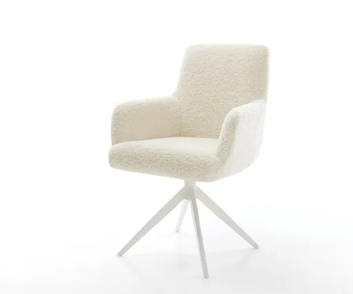 Jídelní židle Heira-Flex s područkami plyšový manšestr béžová