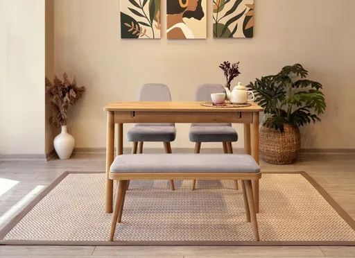 Jídelní set s rozkládacím stolem a židlemi (4 kusy) Vina Mini 01 0701 - Oak, Soho Grey