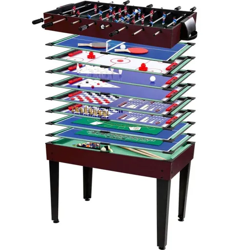 GAMESPLANET® Multifunkční herní stůl tmavě hnědý dekor,15 her 40544