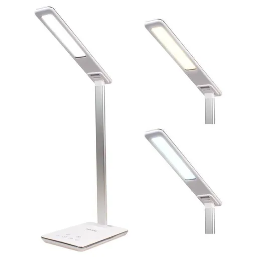 Stolní LED lampička Huslog bílá s bezdrátovou nabíječkou