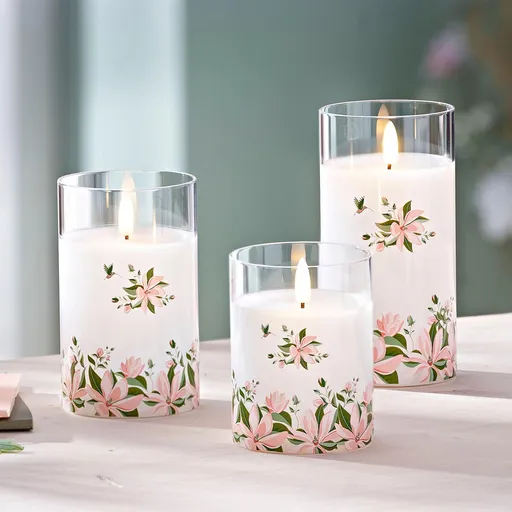 LED svíčky magnolie, sada 3 ks