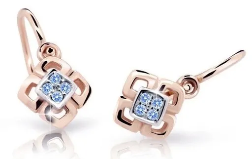 Cutie Jewellery Dětské bicolor náušnice z růžového zlata C2240-10-X-4 světle modrá