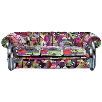 Prošívaná patchwork fialová čalouněná CHESTERFIELD (beliani_54811)