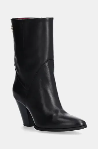 Kožené kotníkové boty Tommy Hilfiger MID COWBOY HEEL LEATHER