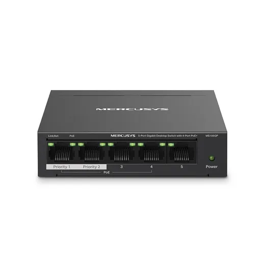 MERCUSYS switch MS105GP (5xGbE, 4xPoE+, 65W, fanless)
