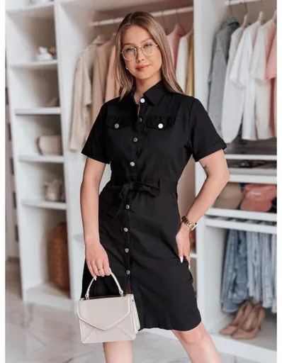 Košilové midi šaty LOVE ME MIDI černé