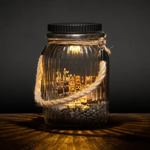 Solární sklenice s LED, teplá bílá, 3x LED