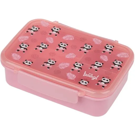 BAAGL PANDA Box na svačinu s přihrádkami, růžová, velikost