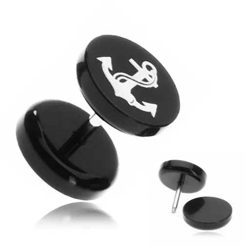 Falešný piercing do ucha z akrylu - námořnícká kotva s lanem