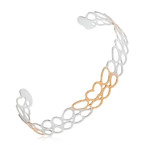 Dvojbarevný vyřezávaný náramek z oceli - pískované obrysy motýlů