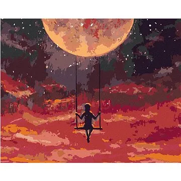 Dívka houpající se ve vesmíru, 40×50 cm, vypnuté plátno na rám (6048671)