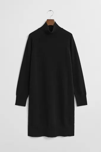 ŠATY GANT SUPERFINE LAMBSWOOL KNIT DRESS BLACK