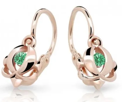Cutie Jewellery Dětské náušnice z růžového zlata C2218-10-X-4 zelená