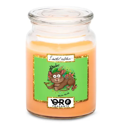 Svíčka Kočičí znamení – střelec (Vůně svíčky: Tropické ovoce)