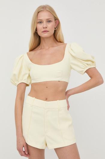 Kraťasy For Love & Lemons dámské, žlutá barva, hladké, high waist