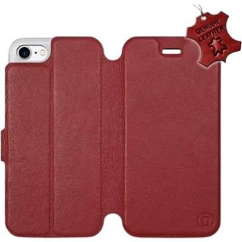 Flip pouzdro na mobil Apple iPhone 7 - Tmavě červené - kožené -   Dark Red Leather (5903226515981)