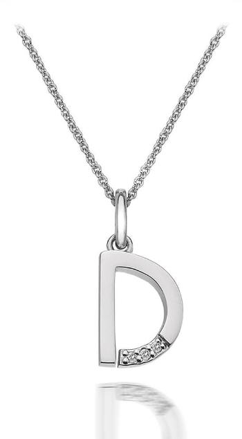 Hot Diamonds Náhrdelník Hot Diamonds Micro D Clasic DP404 (řetízek, přívěsek)