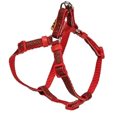 Bafpet Popruhové kšíry "Reflexní kostičky" - Červená, 10mm × OH 26-38cm, 18411K (18411K_CERVENA)