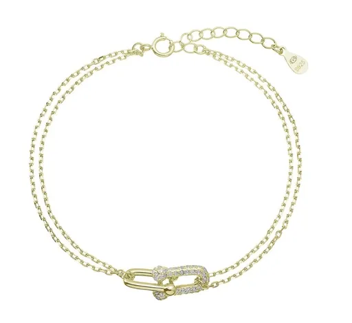 Evolution Group - Pavona Pozlacený dvojitý náramek se zirkony 13085.1/AU