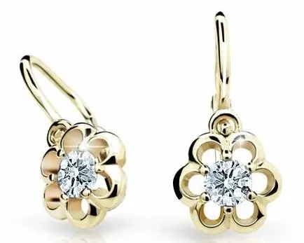 Cutie Diamonds Zlaté dětské náušnice Kytičky s brilianty DC1947-10-00-X-1